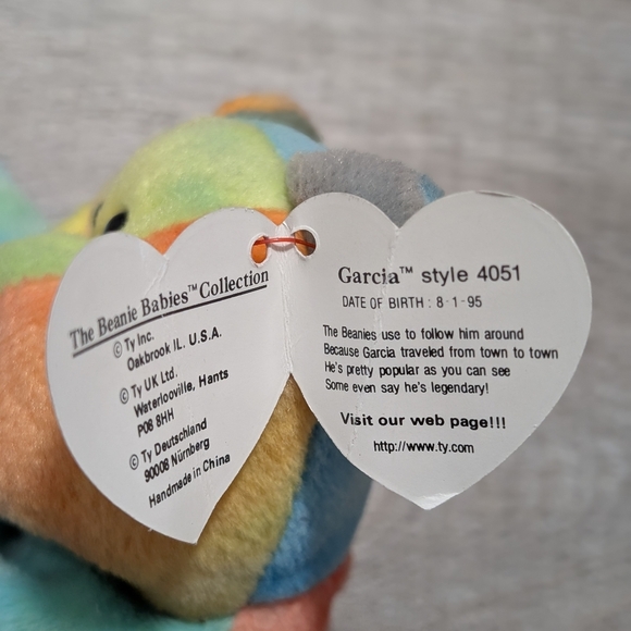 1993 TY Beanie Baby Garcia Original PVC Beads Grateful Dead - Picture 5 of 7
